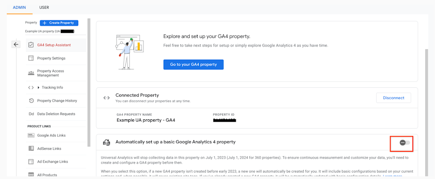 basic Google Analytics 4 property