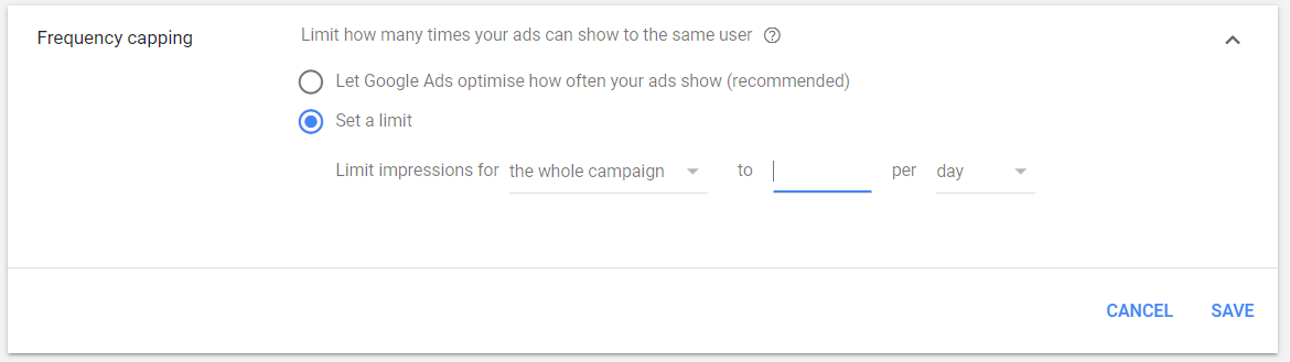 Frequency Cap - Google Ads